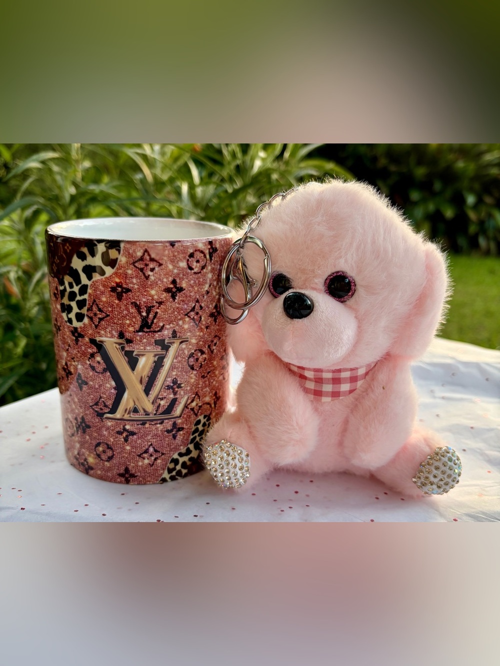New Plush Pink Puppy Keychain, Backpack Charm, Diaper Bag Charm…etc…For Kids